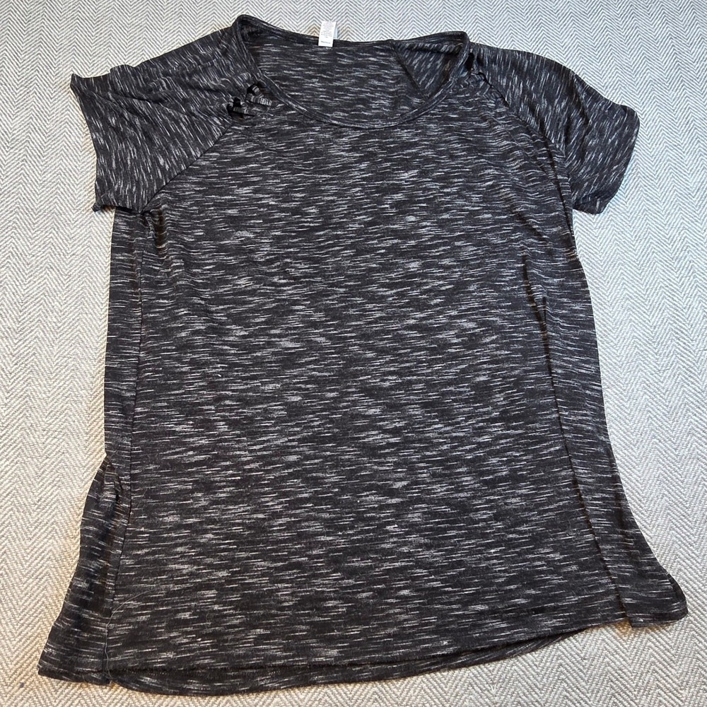 RBX Live Life Active Space Dye Strappy Shoulder Tee Charcoal Gray 1X